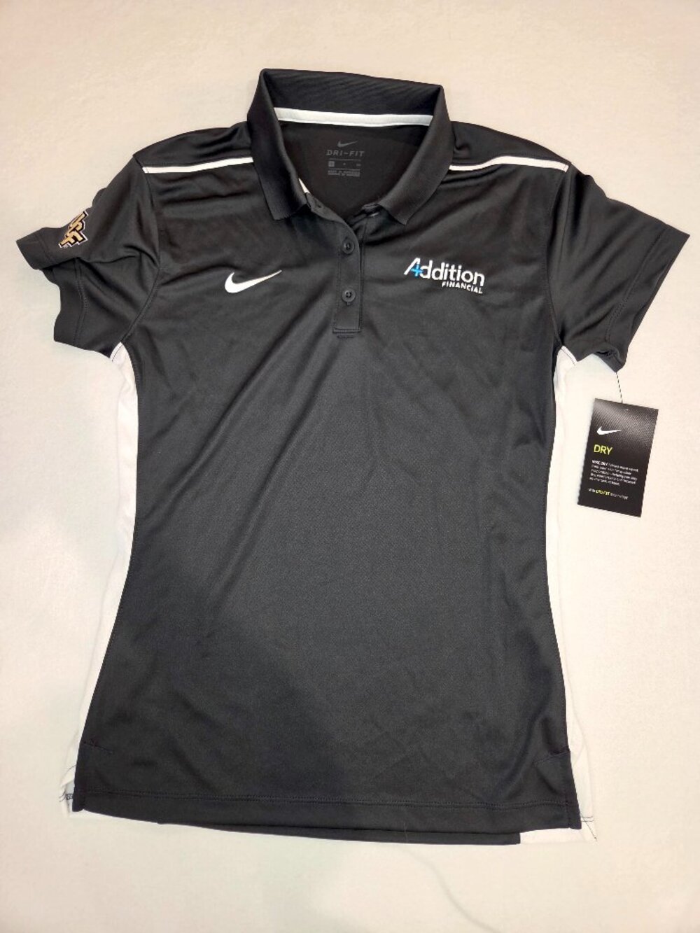Nike Dri-FIT UCF Knights Women’s Small Black Polo NWT Addition Financial